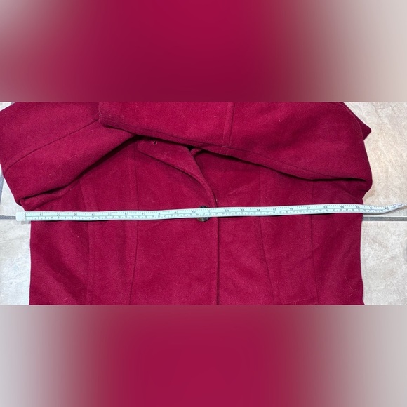 Red Full Length Peacoat Jacket Overcoat Women’s Size Medium London Fog - Picture 10 of 11
